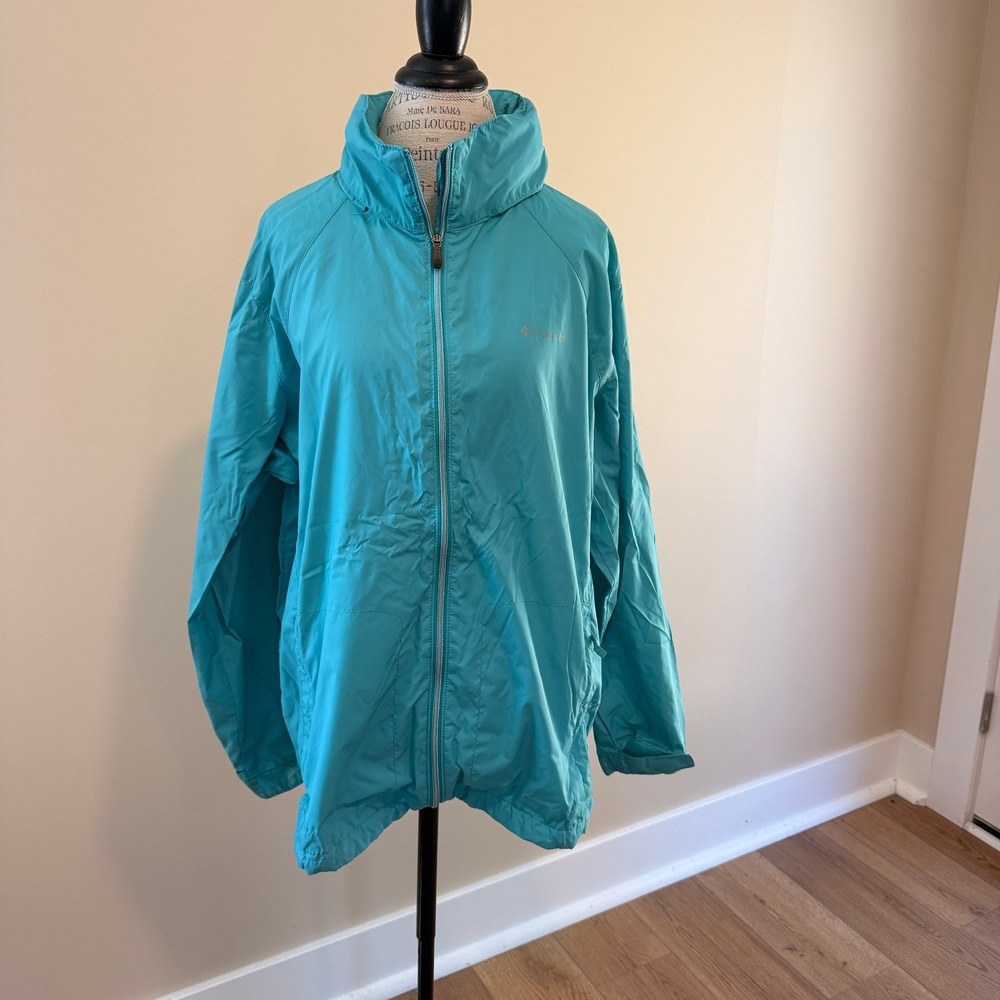 Columbia Women's Teal Switchback III with packable hood Rain Jacket Size 3X
